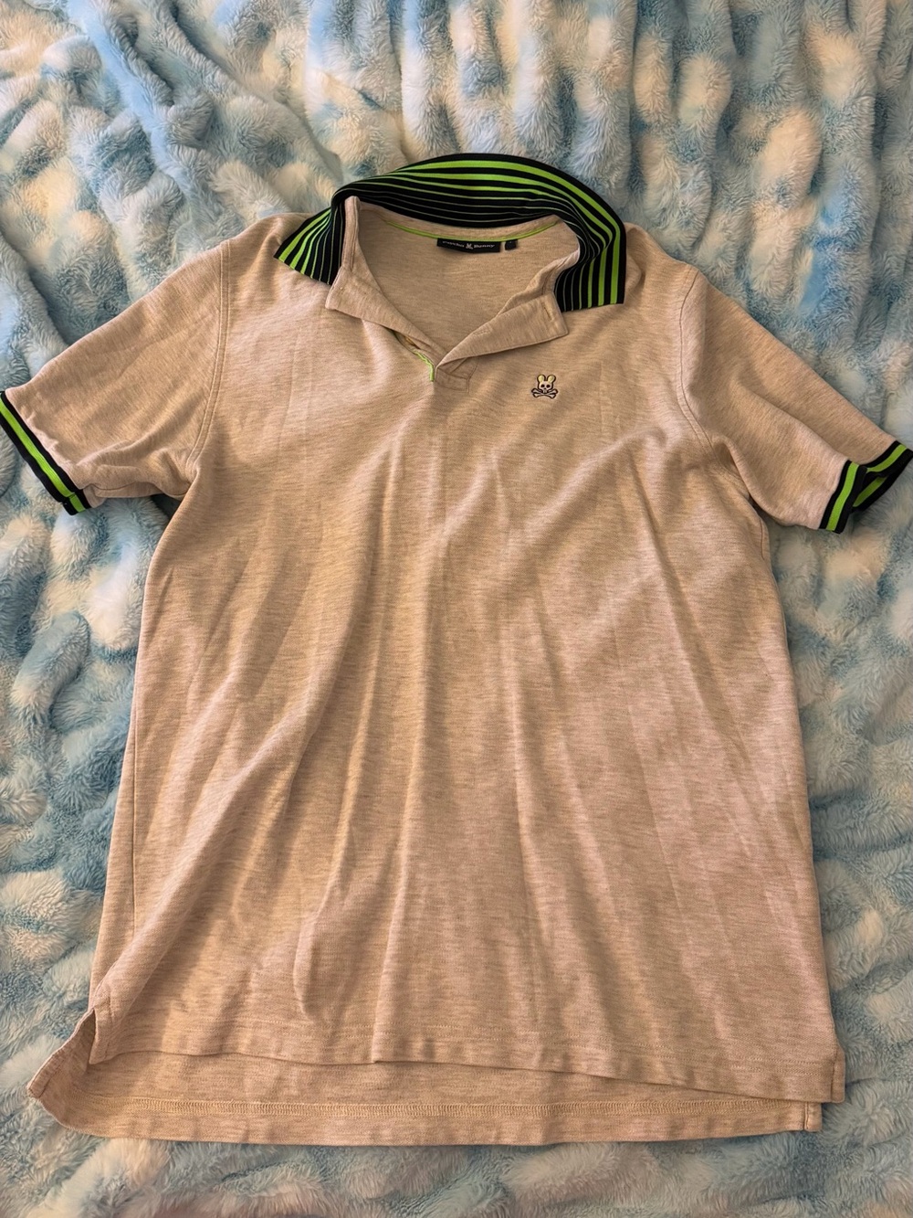 Psycho Bunny Neon Green Stripe Polo